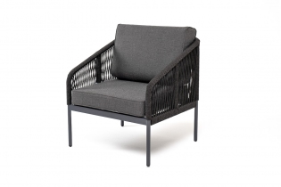 «Канны» кресло плетеное из роупа, каркас алюминий темно-серый (RAL7024) шагрень